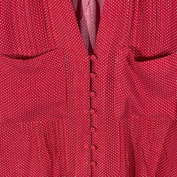 Maeve Anthropologie Red Polka Dot Blouse Button Front Classic Preppy XS - Picture 8 of 10
